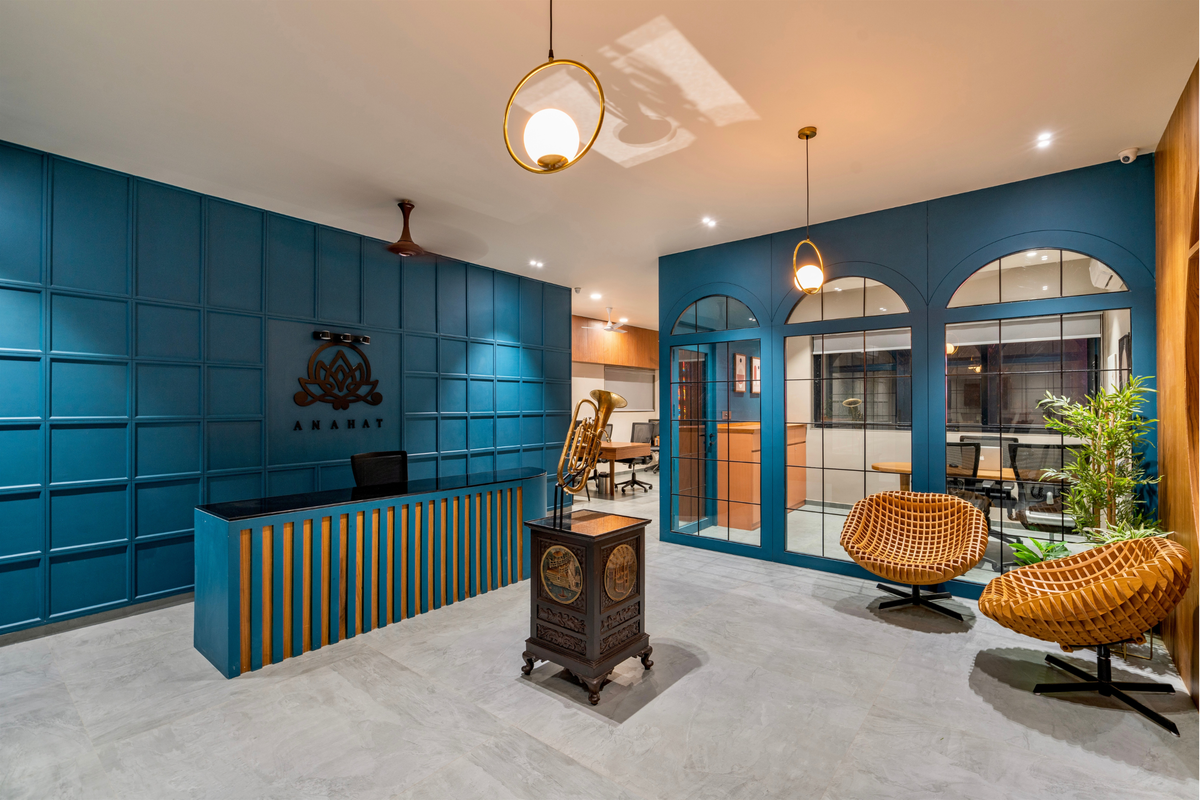 "Bold office interior design by P&S Associates, Anahat office, Ahmedabad"