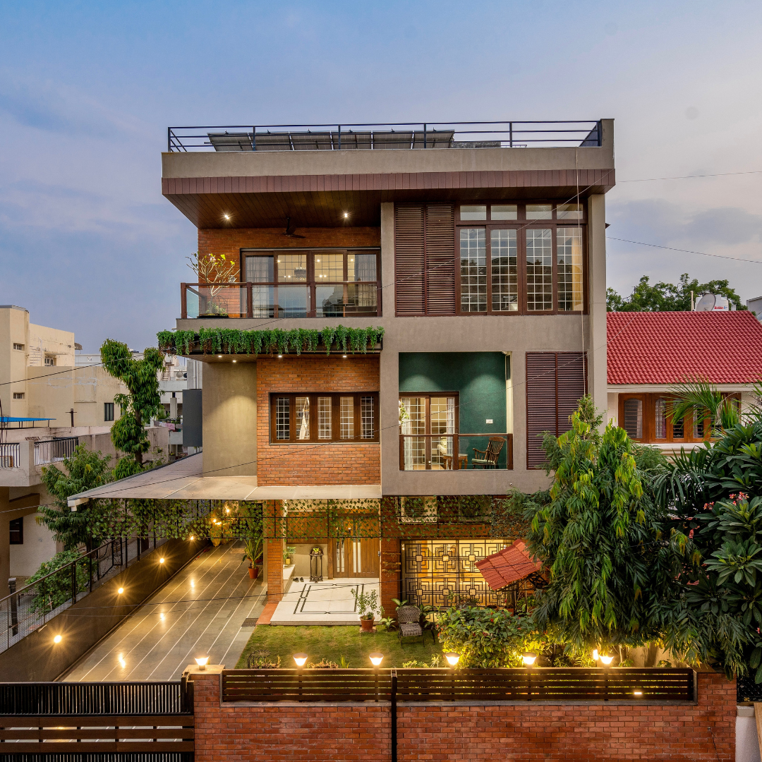 "Residential renovation exposed brick and marble detailing, residential architects Ahmedabad, P&S Associates"